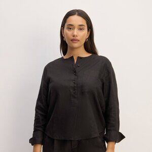 NWOT Everlane The Popover Shirt in Linen Black - Size M